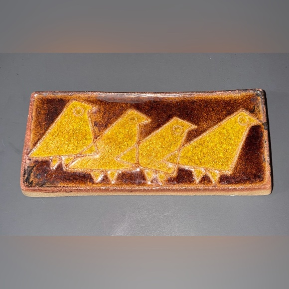 Mid Century Modern 1960s Danish Ceramic Soholm Stentoj Wall Plaque 4 Birds Rare